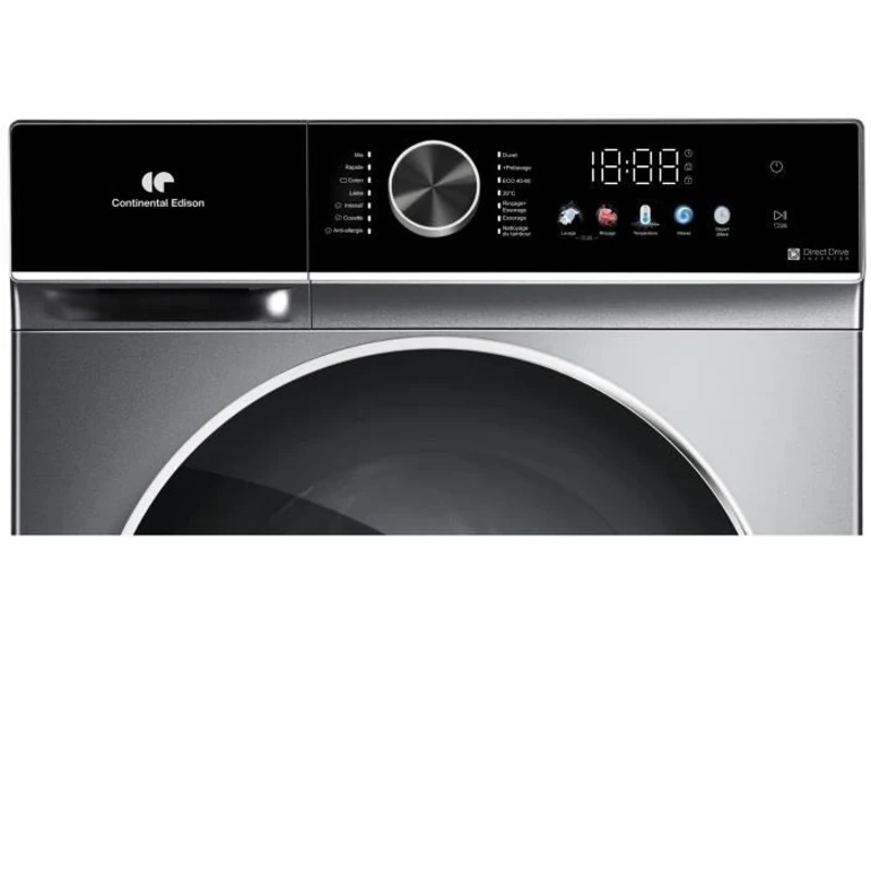Lave-linge hublot - CONTINENTAL EDISON - CELL1012DDS1 - 10kg - MOTEUR INDUCTION DIRECTE SANS COURROIE -60 cm - 1200 trs/min - Silver