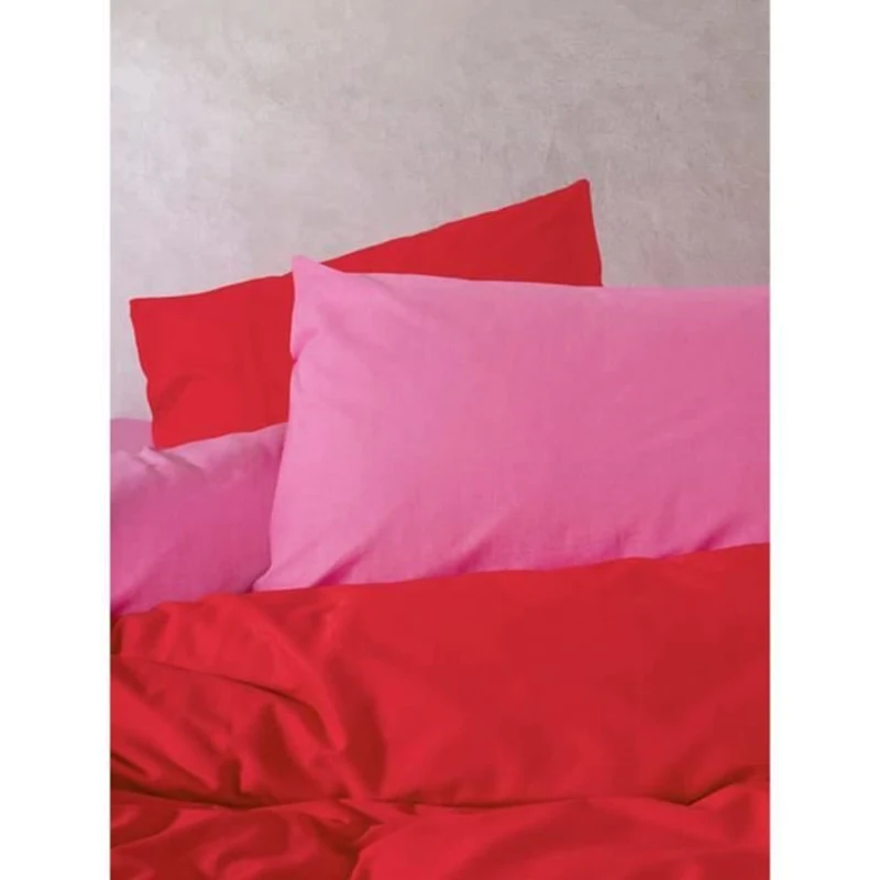 Parure de lit - 1 housse de couette 220 x 240 cm + 2 taies d'oreiller 60 x 60 cm - 100% coton renforcé - Rouge