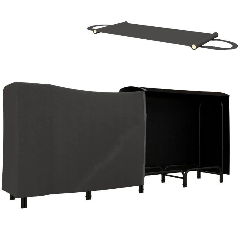 Outsunny Abrigo para Lenha com Capa Oxford 600D 240x36x99 cm Suporta 200 Kg Preto