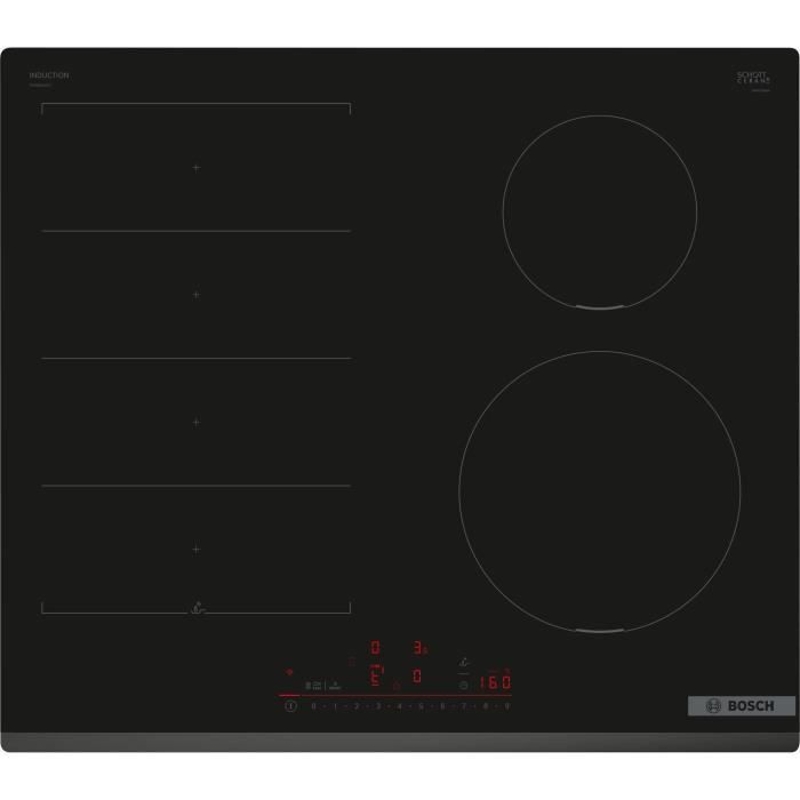 Table induction - BOSCH SERIE 6 PIX631HC1E - 4 foyers - 7400 W - Multitouch+ - Zone flex - Noir