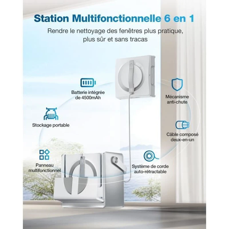 ECOVACS WINBOT W2 OMNI Robot Nettoyeur de vitres avec Station Multifonction - Recharge Pendant Le Fonctionnement
