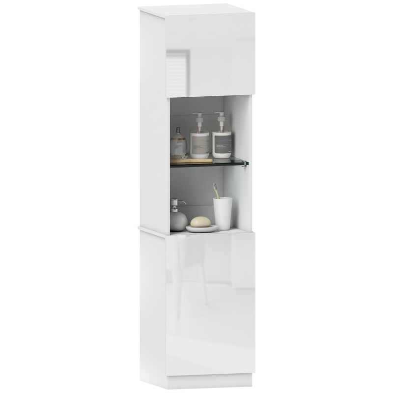 HOMCOM Coluna de Casa de Banho com 2 Portas Prateleiras Ajustáveis 40x38x160 cm Branco