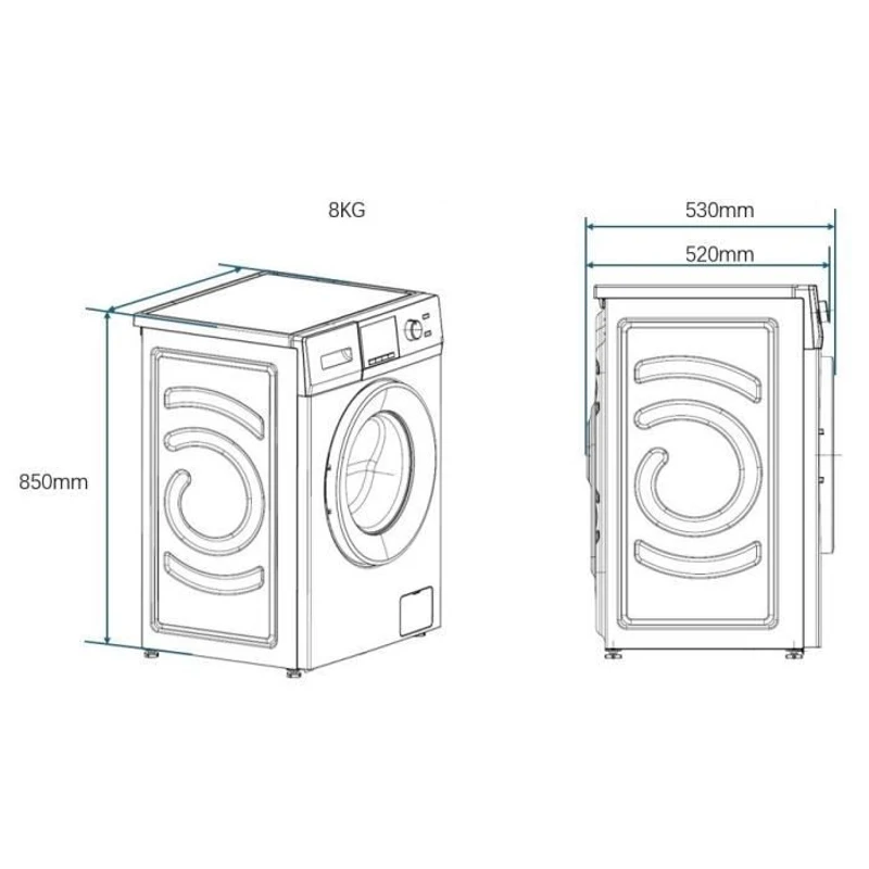 Lave-linge hublot - CONTINENTAL EDISON - CELL8140IS1 - 8kg - Moteur induction - 60 cm - 1400 trs/min - Silver