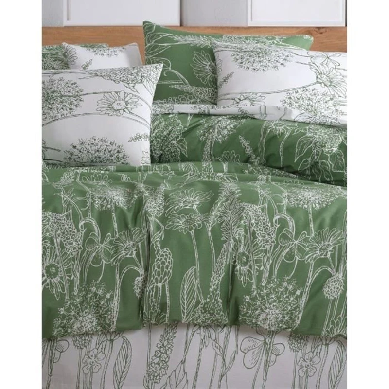 Parure de lit - 1 housse de couette 220 x 240 cm + 2 taies d'oreiller 60 x 60 cm - 100% coton renforcé - Vert