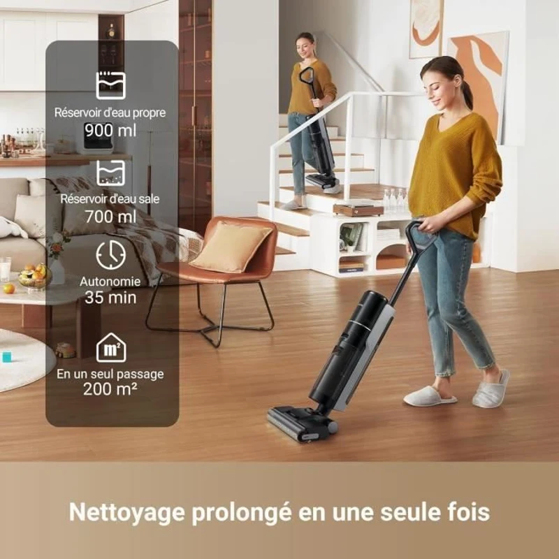 DREAME H12 PRO ULTRA - Aspirateur Eau et poussiere - Nettoyage Auto Double Rotation - Aspiration 16 kPa - Brosse 2 Bords