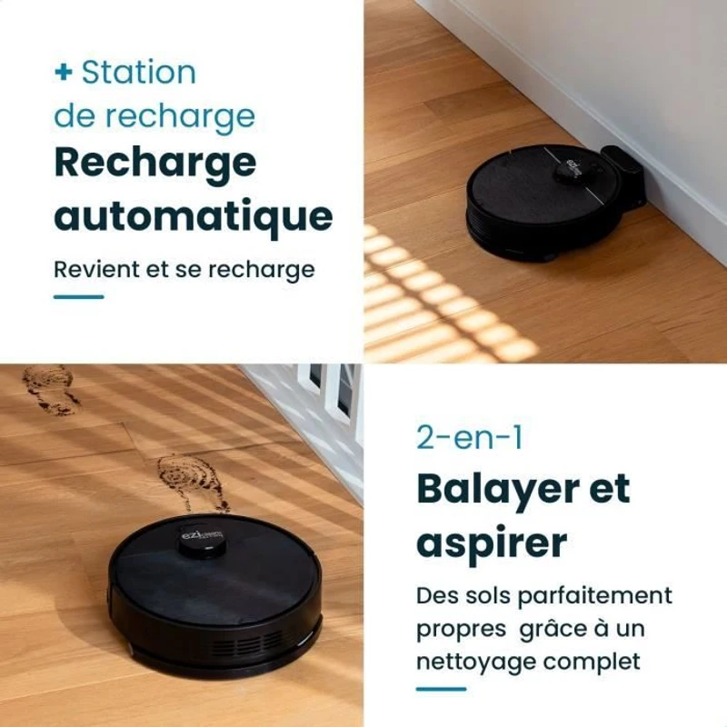 EZIclean I-BOT Z6 MAX  - Robot aspirateur laveur connecté 150 min - 2 kPa - 0,43 L - Noir