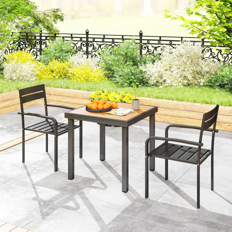 Outsunny Conjunto 2 Cadeiras de Jardim Empilháveis com Braços Alumínio 56x58x83 cm Cinza Escuro