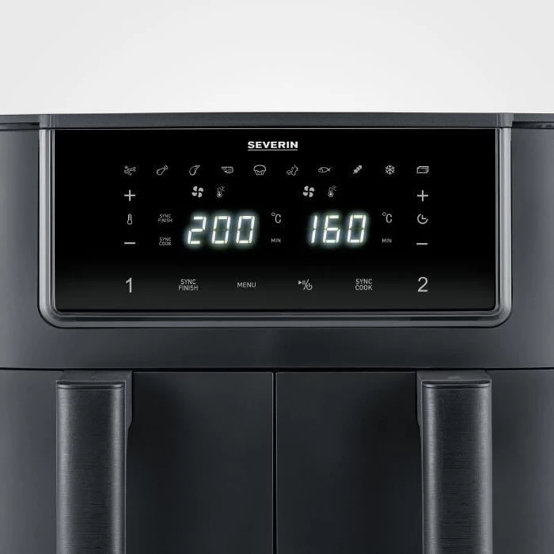 Friteuse sans huile SEVERIN - Airfryer FR2463 - Capacité 8L - Double cuve - 10 programmes - 2600W