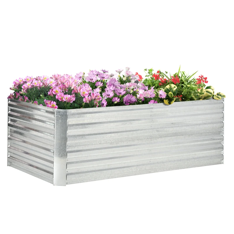 Outsunny Canteiro Elevado Retangular em Aço Galvanizado 180x90x59 cm