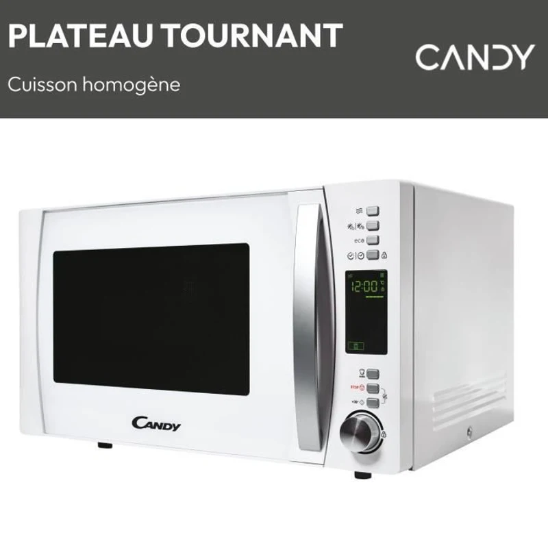 Micro-ondes Candy Essenza CMXW30DW 900W 30L Digital Blanc - Fonction Décongélation - 5 Niveaux de Puissance - 10 Menus Auto
