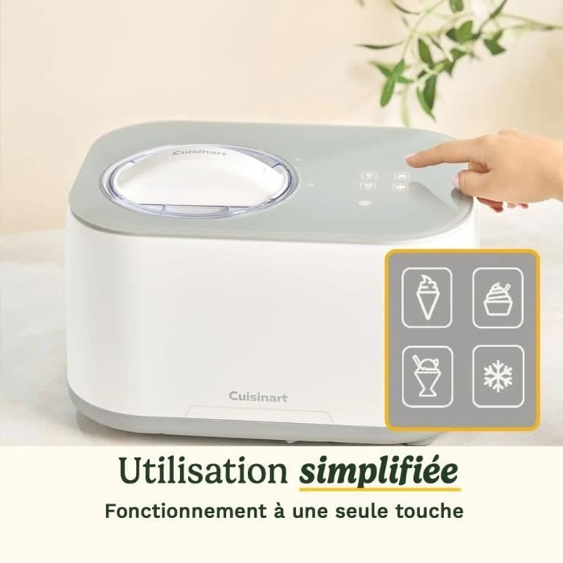 Sorbetiere CUISINART - ICE90E - Capacité 950ml - Préparation rapide en 40min - 100W
