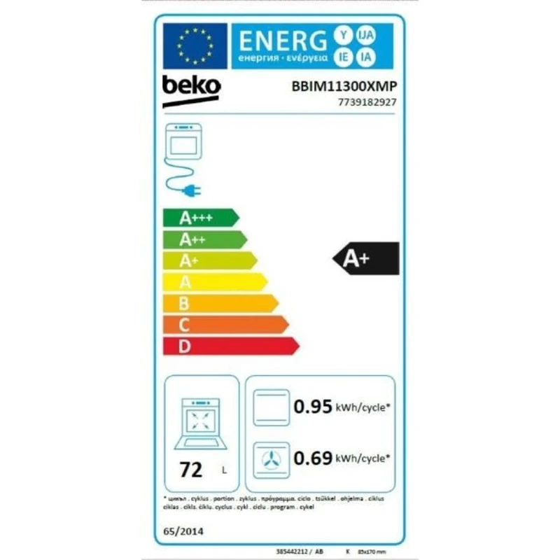 Four encastrable Pyrolyse Chaleur pulsée BEKO BBIM11300XMP Inox - Porte froide - 72L - Classe A+