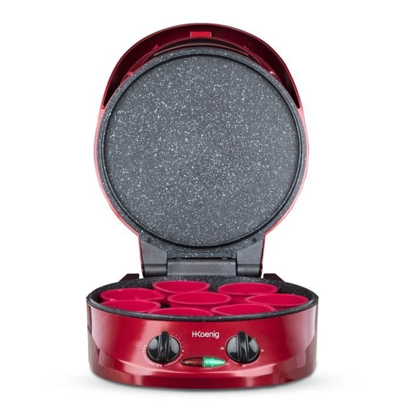 Appareil a tarte express HKoeNIG - TRT180 - Four a Pizza - Multicuiseur Multifonction - Température jusqu'a 210°C - Rouge - 1800W