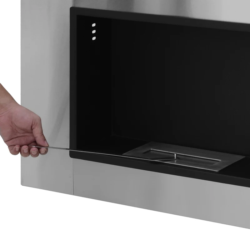 HOMCOM Lareira de Bioetanol com Depósito de 0,9L Tempo de Combustão 3H para Interiores 20-25 m² Prata