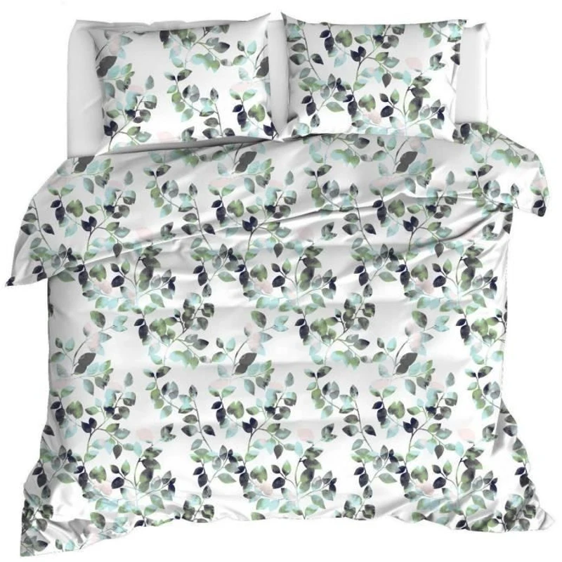 Parure de lit - 1 housse de couette 220 x 240 cm + 2 taies d'oreiller 60 x 60 cm - 65% coton, 35% polyester - Vert