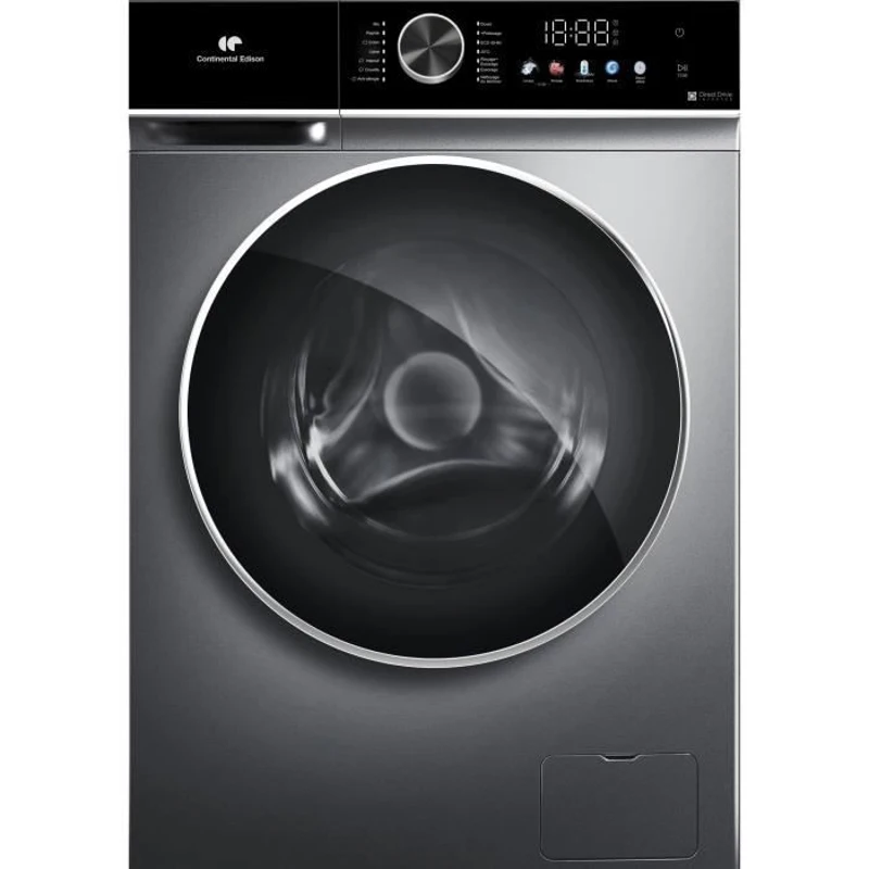 Lave-linge hublot - CONTINENTAL EDISON - CELL1012DDS1 - 10kg - MOTEUR INDUCTION DIRECTE SANS COURROIE -60 cm - 1200 trs/min - Silver