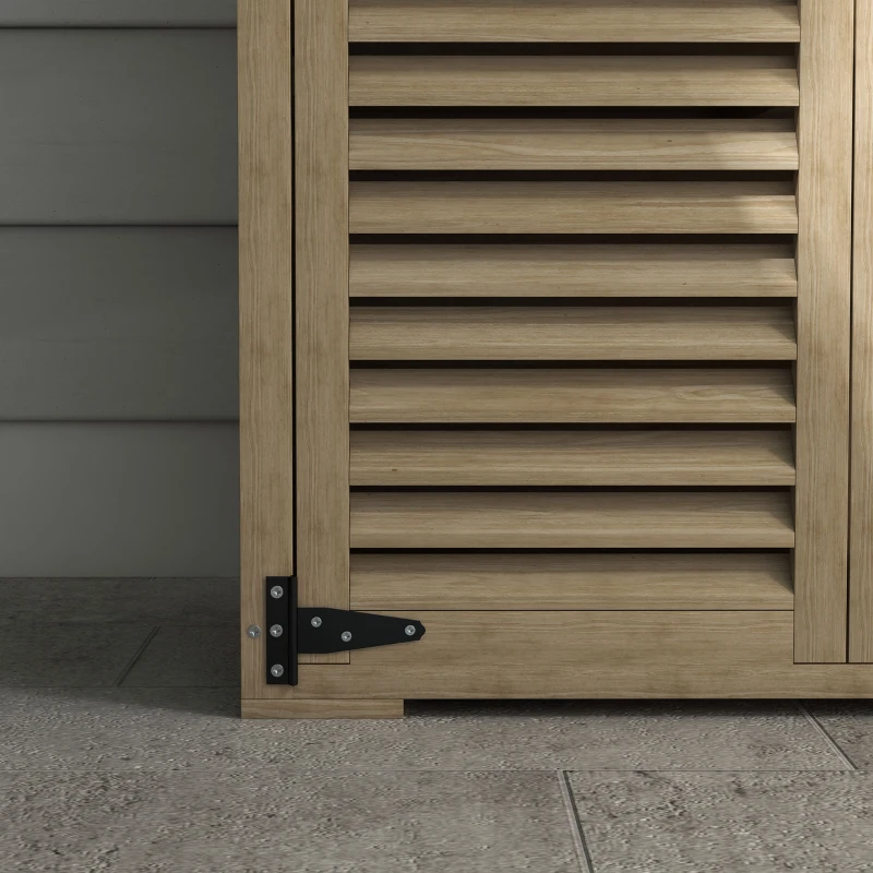 Outsunny Armário de Jardim em Pinho 2 Prateleiras Telhado Betuminoso Portas Venezianas 75x50x118 cm