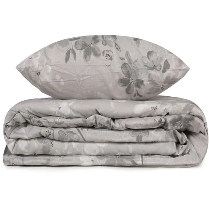 Parure de lit - 1 housse de couette 220 x 240 cm + 2 taies d'oreiller 60 x 60 cm - 100% coton renforcé - Gris
