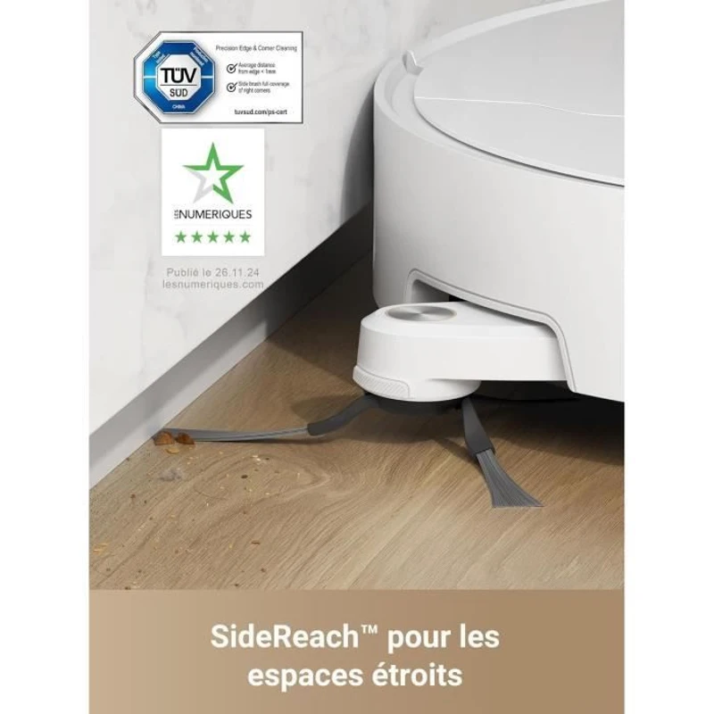 DREAME L40 Ultra Robot Aspirateur Laveur avec Serpilliere Amovible et relevable - Brosse latérale Extensible et relevable -11 000 Pa