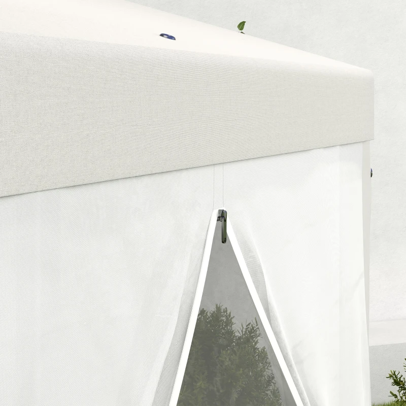 Outsunny Tenda Hexagonal 10 m² Estilo Aconchegante Aço Lacado Branco Poliéster 140 g/m² Impermeável