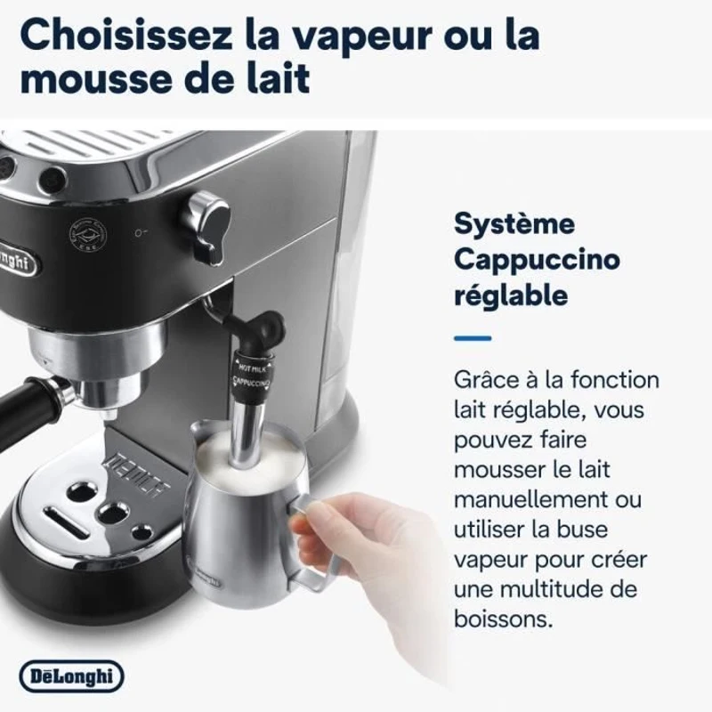 Machine expresso classique - DELONGHI - EC685.BK Dedica Style - Café moulu et dosettes ESE - 15 bars - 1L - Noir