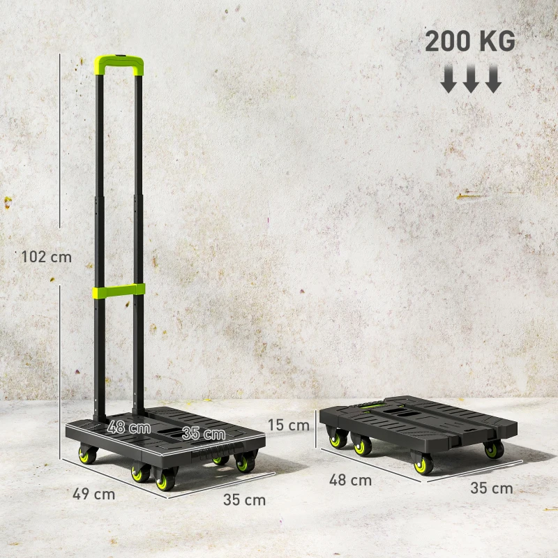 HOMCOM Sackkarre klappbar Metall Transportkarre mit Räder verstellbarem Griff 49 x 35 x 102 cm Grün