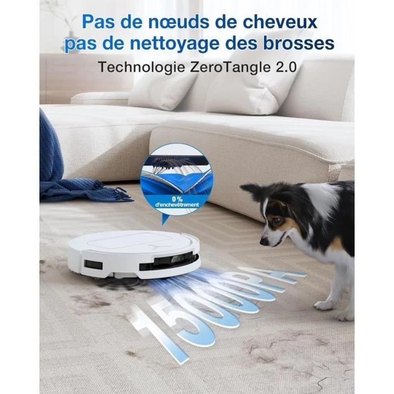 ECOVACS DEEBOT T50 OMNI - Aspirateur Robot Laveur avec Station - 15000Pa - Brosse latérale et serpilliere Extensibles - ZeroTangle