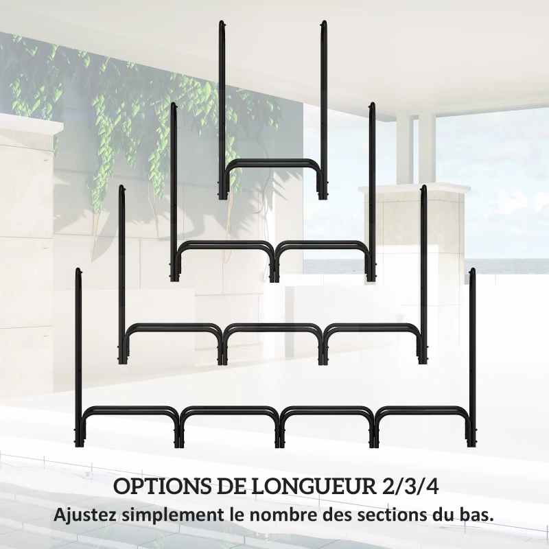 Outsunny Abrigo para Lenha com Capa Oxford 600D 240x36x99 cm Suporta 200 Kg Preto