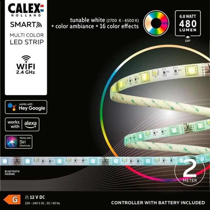 CALEX - Smart LED Ruban 2M 6,8W 480lm RGBCCT 2700-6500K + Telecommande