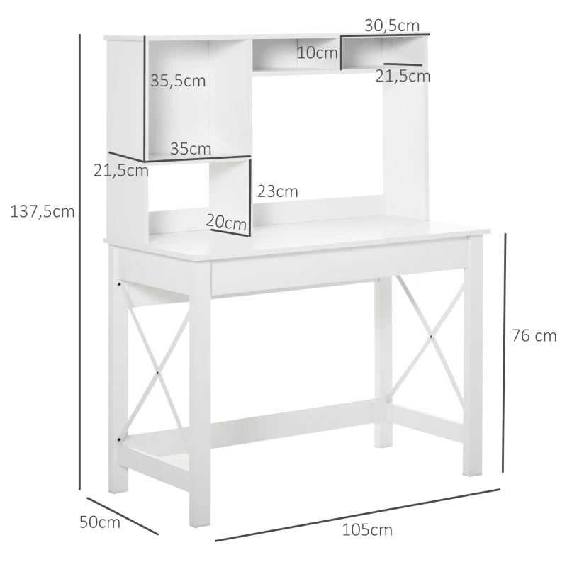 HOMCOM Secretária Biblioteca 2 em 1 Branco 105x50x137,5 cm Branco