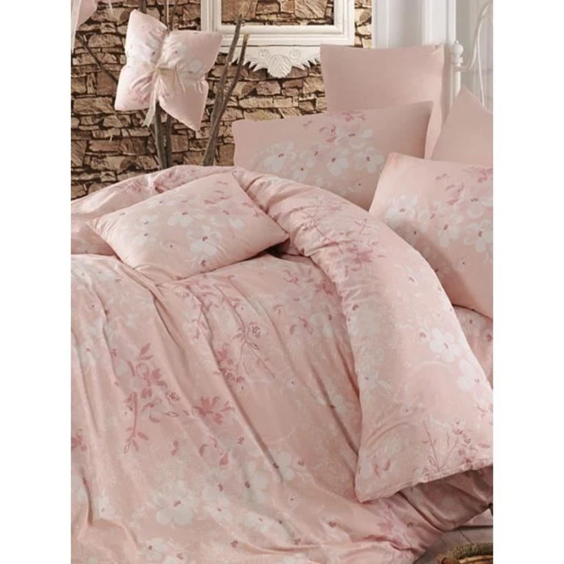 Parure de lit - 1 housse de couette 220 x 240 cm + 2 taies d'oreiller 60 x 60 cm - 100% coton renforcé - Rose