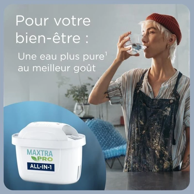 Carafe filtrante BRITA - Marella Rouge - Capacité 2,4L dont 1,4L d'eau filtrée - 1 Cartouche Maxtra Pro All-In-1 incluse