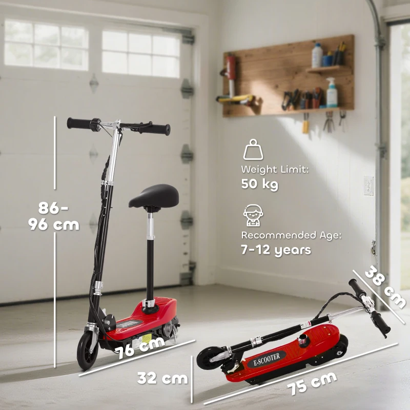 HOMCOM Outdoor Ride On Powered Scooter Sporting Toy 120W Motor Bike 2 x 12V Battery - Red