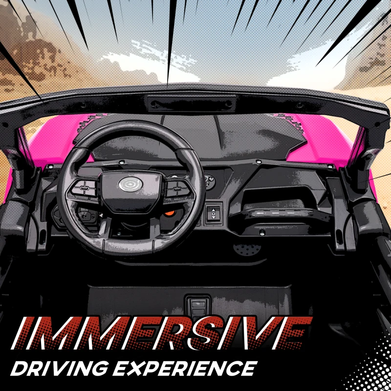 AIYAPLAY 24V Electric Ride on Car, 2-Seater Electric Car for Kids with Remote, Bluetooth, Soft Start, Suspension Spring, Pink