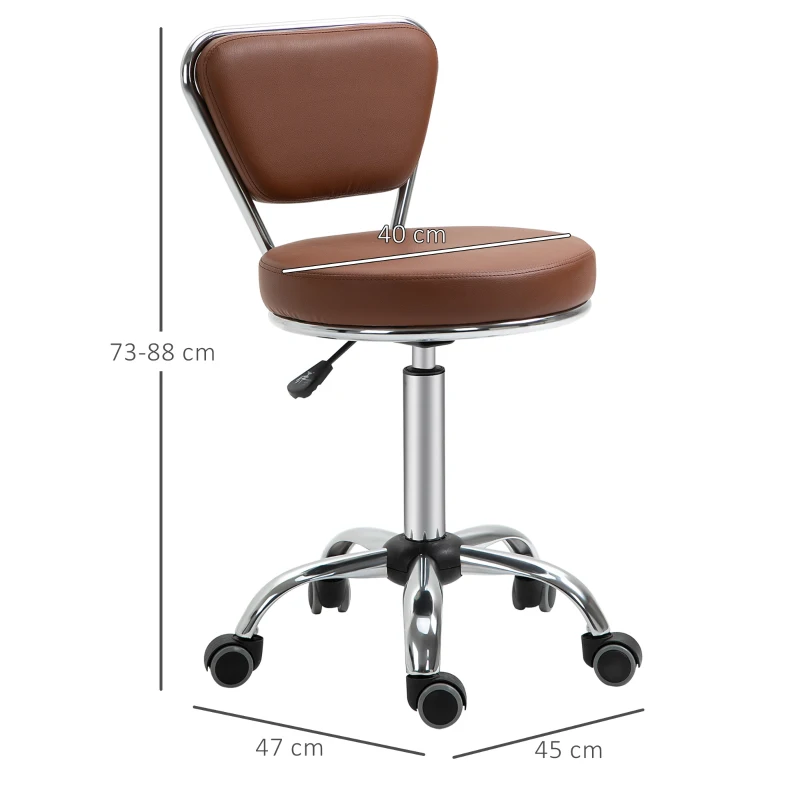 HOMCOM Banqueta de Massagem Vintage Giratória 360° Ø40 cm Altura Regulável 49-64 cm