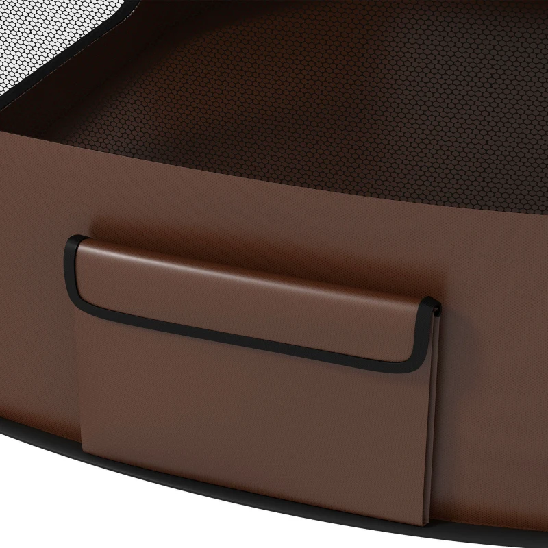 PawHut Parque Dobrável em Oxford para Animais Janelas e Bolsos 114x89x59 cm Castanho