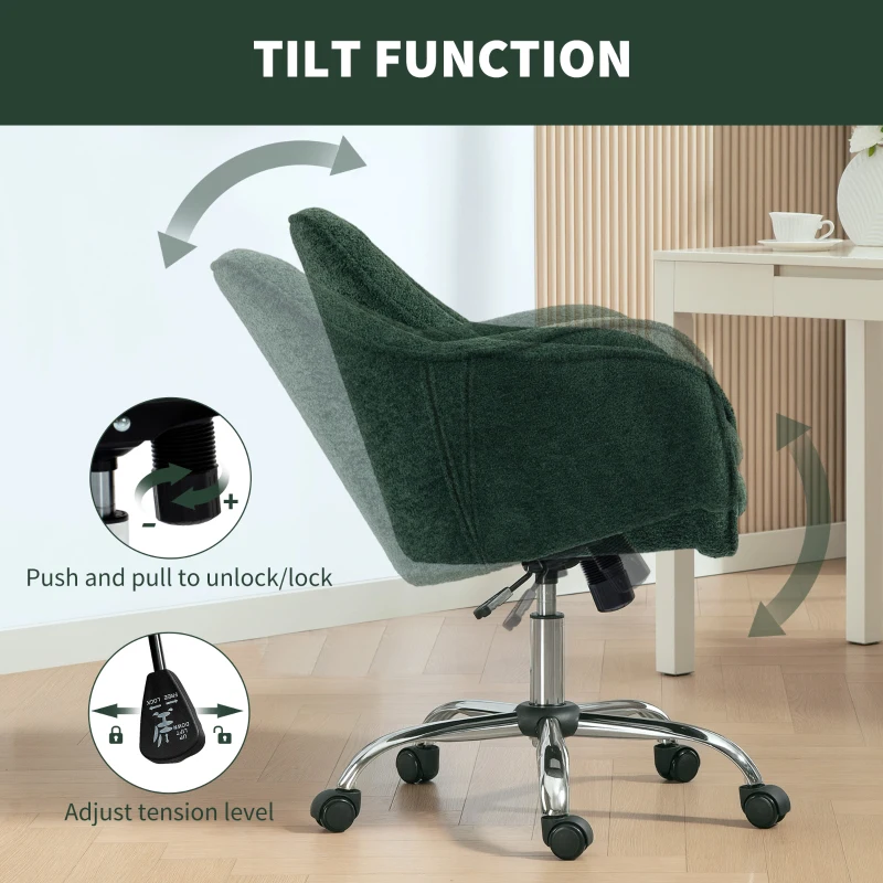 HOMCOM Velvet-Feel Office Chair - Dark Green