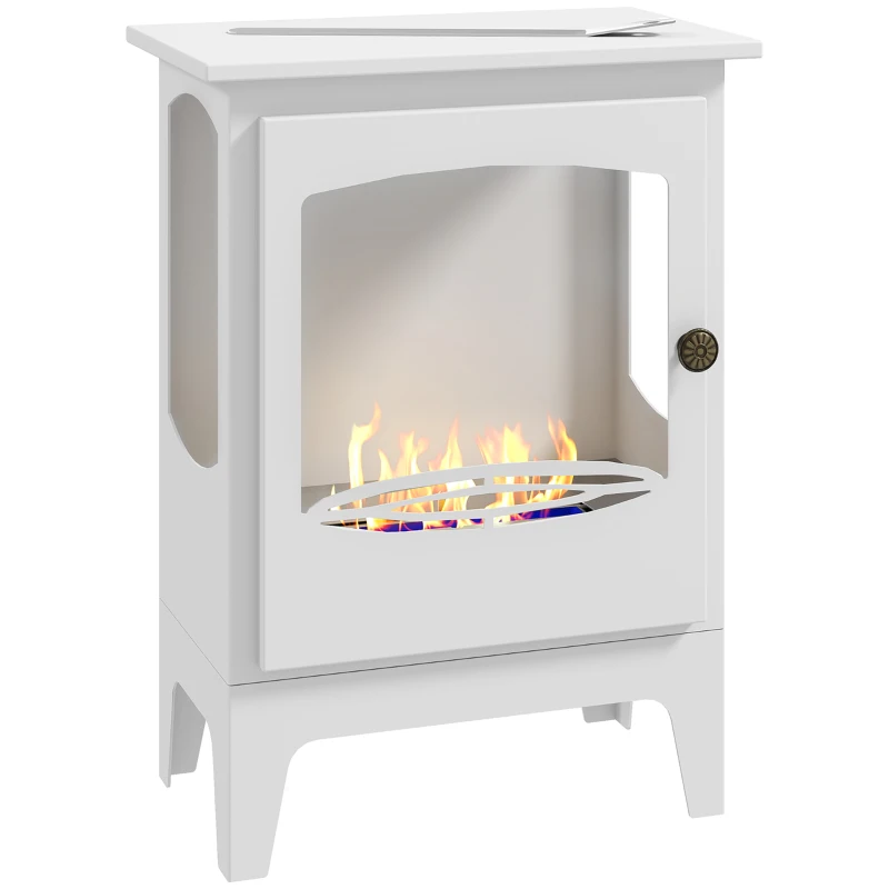 HOMCOM Chimenea de Bioetanol 7000BTU Chimenea de Bioetanol de Acero Tanque de 1,2 L Tiempo de Combustión 3H 39x26x54 cm Negro