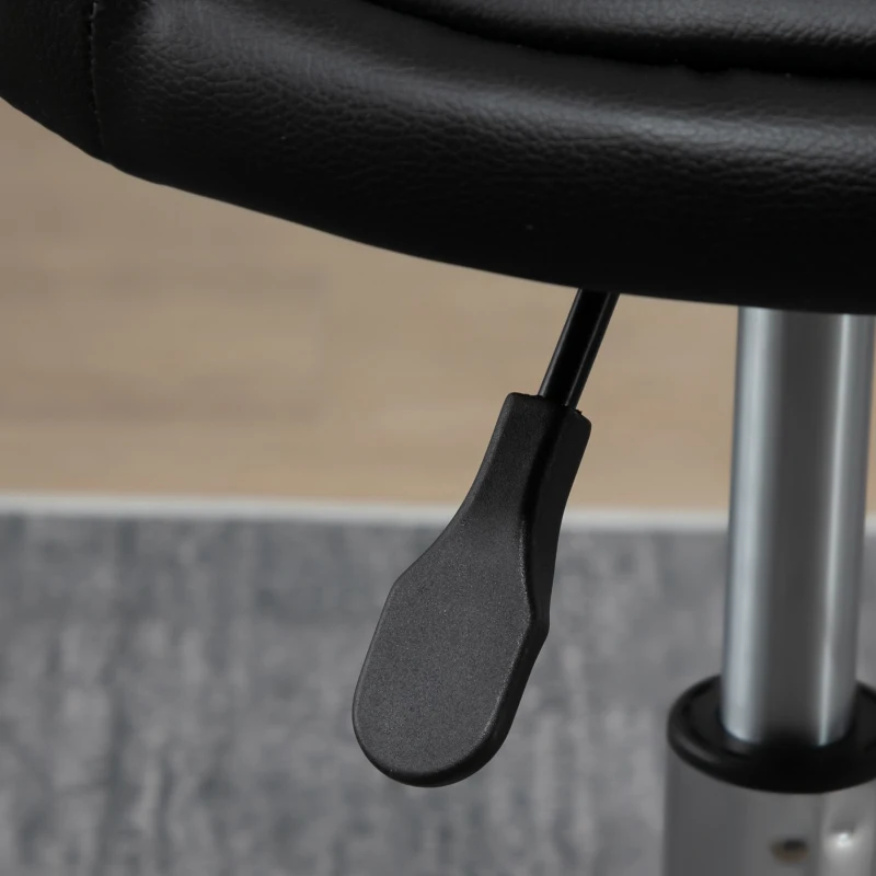 HOMCOM Conjunto 2 Taburetes com Rodízios 360° Assento Regulável 47-62 cm Aço Cromado Preto