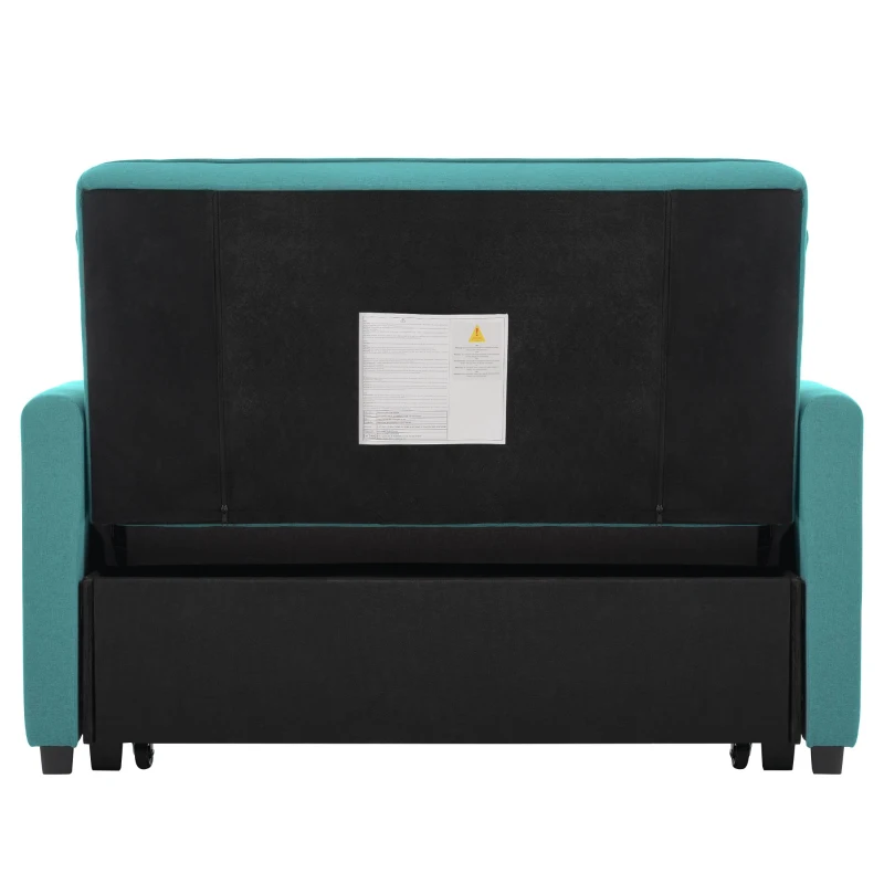 Multifunctional Folding Sofa Bed with Adjustable Backrest and 2 Cushions, Daybed Ideal for Small Homes, 127L x 75-180W x 94H cm, Green