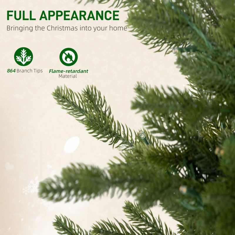 HOMCOM Set of Two Artificial 4ft Christmas Trees, with Lights - Green