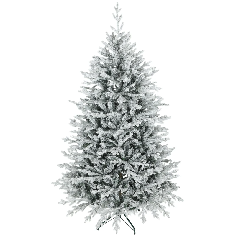 HOMCOM Künstlicher Weihnachtsbaum 180 cm künstlich Tannenbaum mit Schnee, 1976 Spitzen für drinnen
