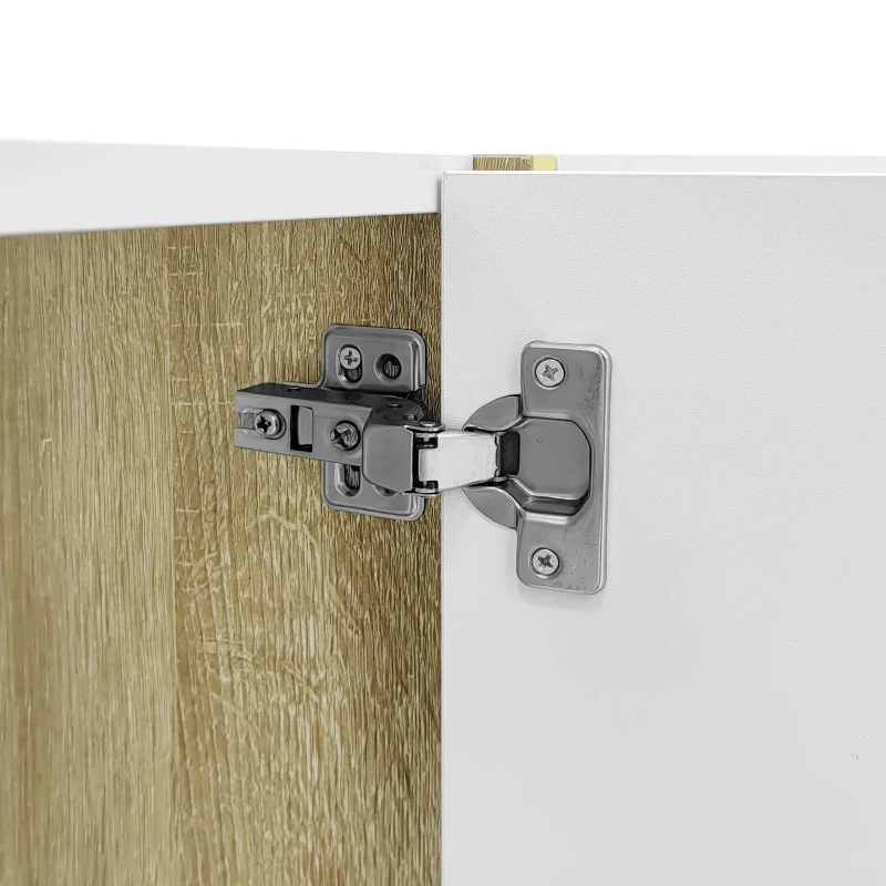 High-gloss TV Cabinet with 4 Soft-close Doors, Generous MDF Storage, Durable TV Stand for Elegant Living Room, 170L x 35W x 46H cm, White