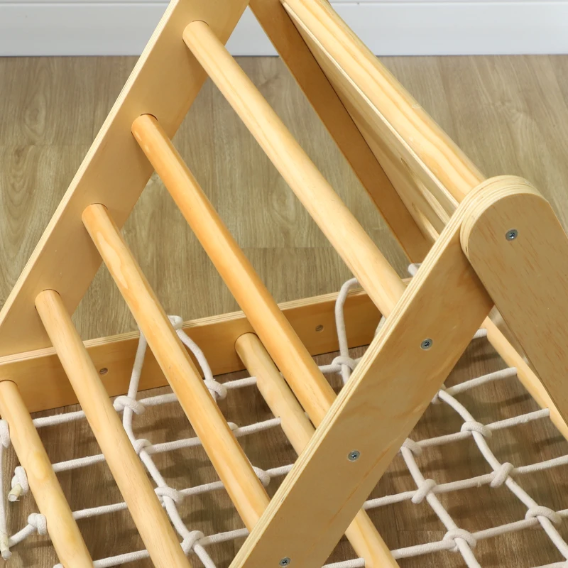 AIYAPLAY 7-in-1 Indoor Wooden Climbing Triangle with Slide — Multicolor