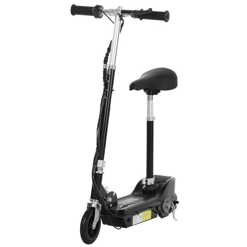 HOMCOM Powered E-Scooter Ride-On, with Brakes, Adjustable Seat, Adjustable Handlebars, Black