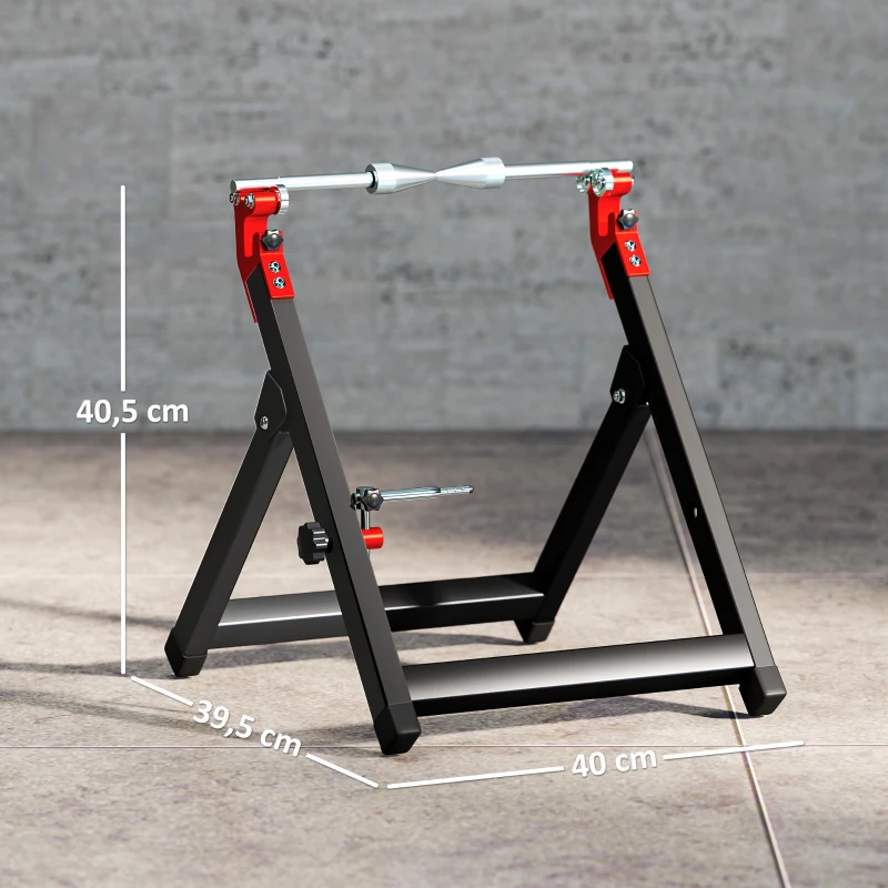 HOMCOM Balanceadora Manual para Rodas de Motocicleta em Alumínio e Aço Balanceamento de Danos nas Rodas Dobrável 40x39,5x40,5cm Preto