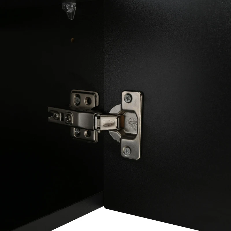 Modern Lowboard TV Cabinet with Push-to-Open Doors and Adjustable Shelves, TV Stand for Living Room, 175L x 38W x 56H cm, Black