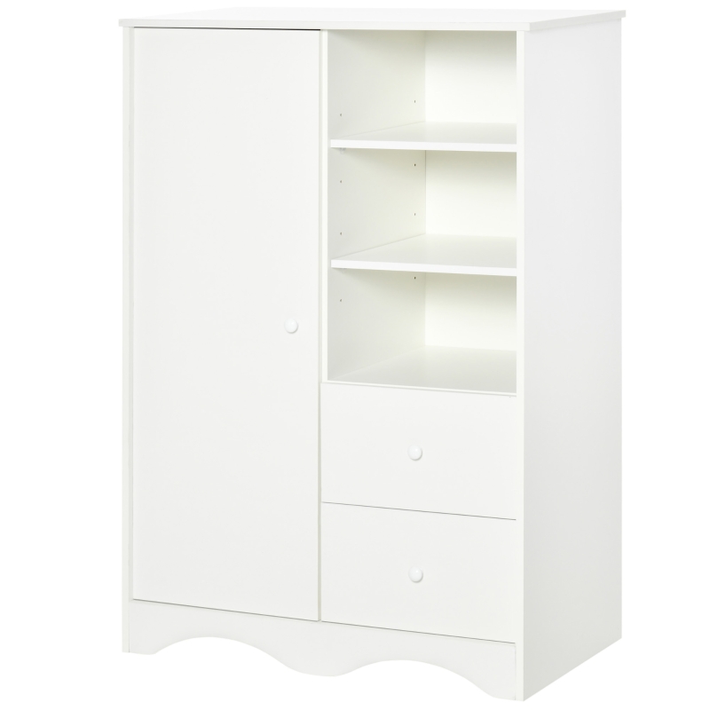 HOMCOM Armário Multiuso Branco 5 Prateleiras 3 Compartimentos Abertos e 2 Gavetas 85,7x49,2x123,8 cm