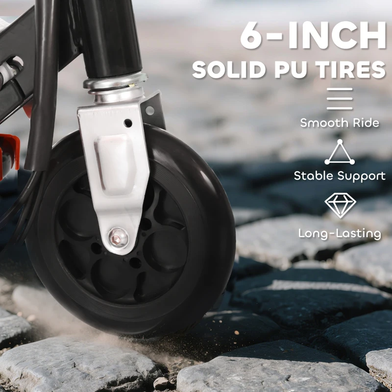 HOMCOM Powered E-Scooter Ride-On, with Brakes, Adjustable Seat, Adjustable Handlebars, Red