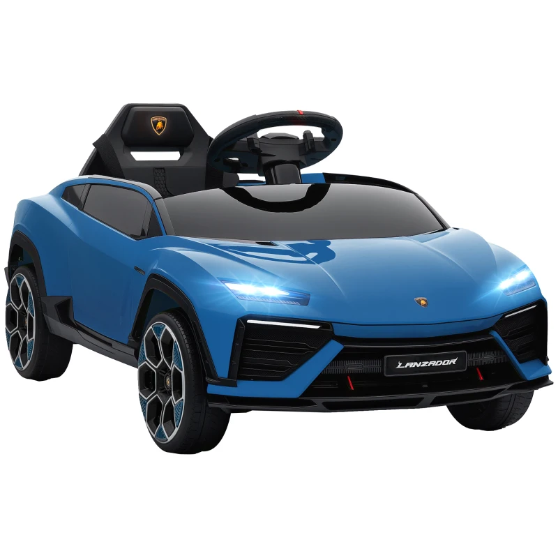 AIYAPLAY Kinder Elektroauto 12V Kinderauto mit 2,4 GHz Fernbedienung, 2 Motor, Hupe, LED, Musik, 101,5 x 49 x 43 cm, Blau